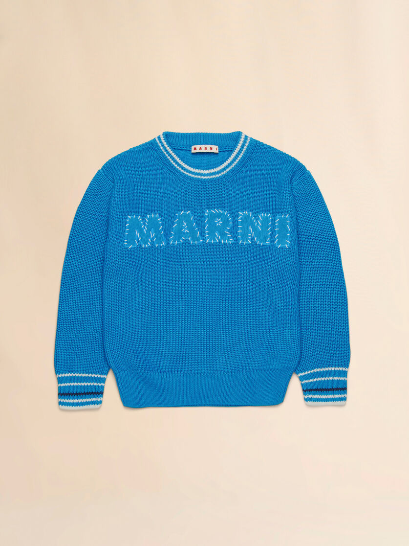 Pink cotton pullover with logo - Knitwear - Image 1