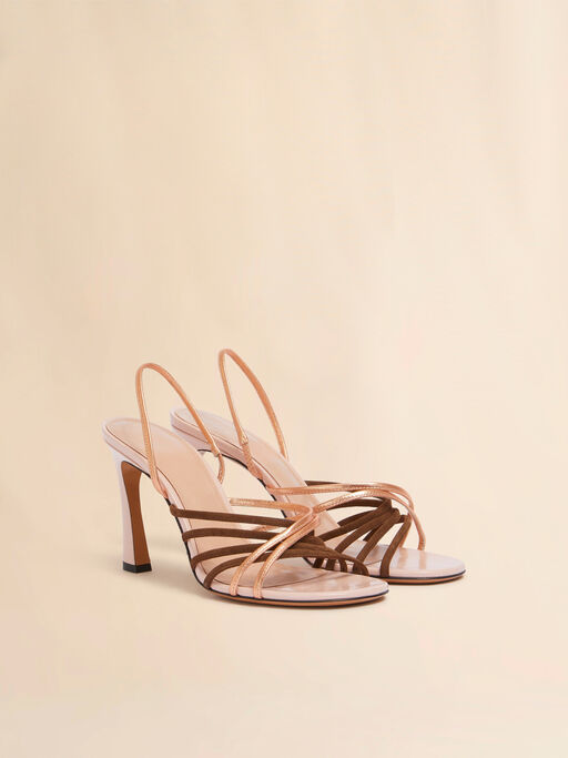 Sandale New Wave aus Wildleder und rosa metallisiertem Leder - Sandalen