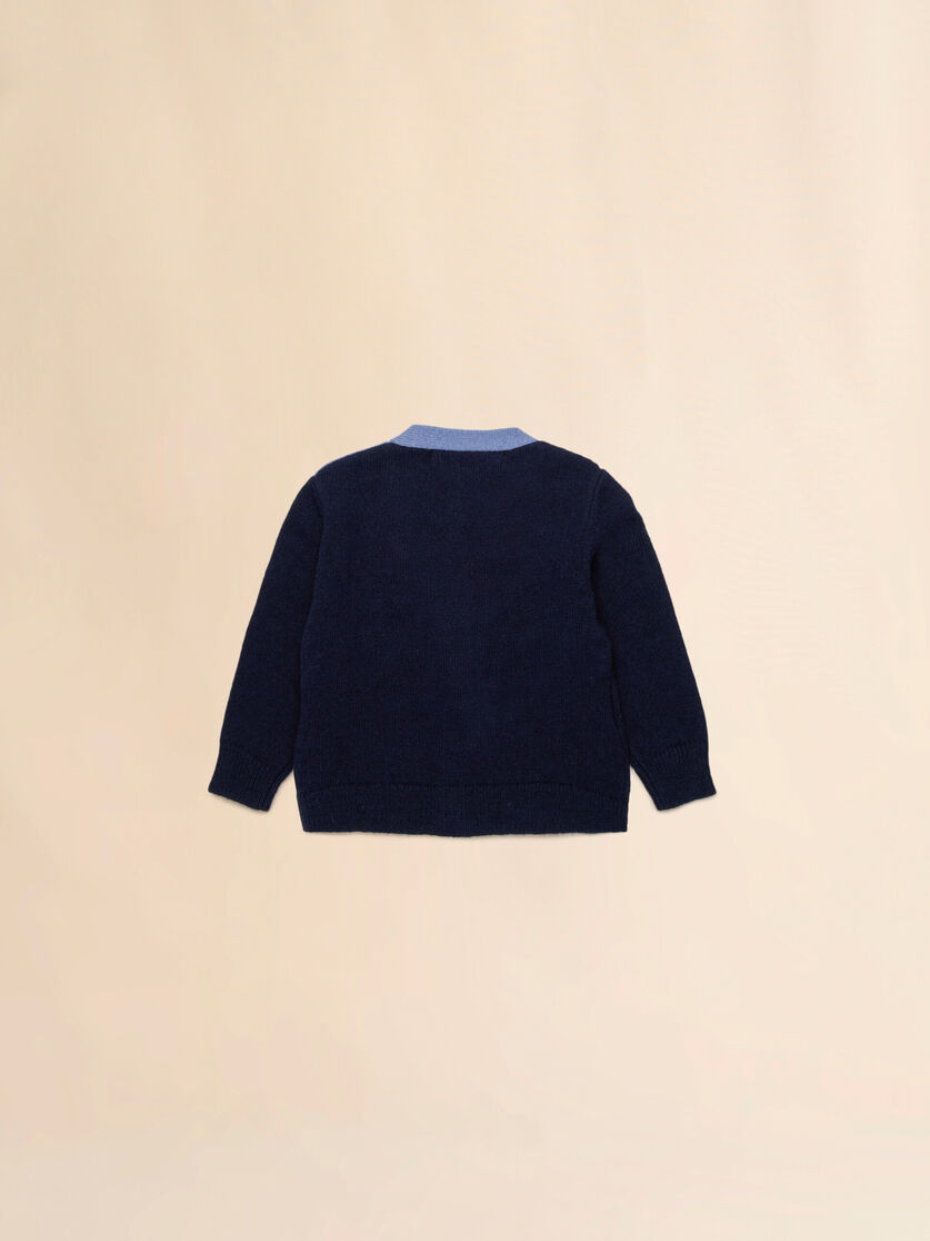 Blue wool-nylon half-and-half cardigan - Knitwear - Image 2