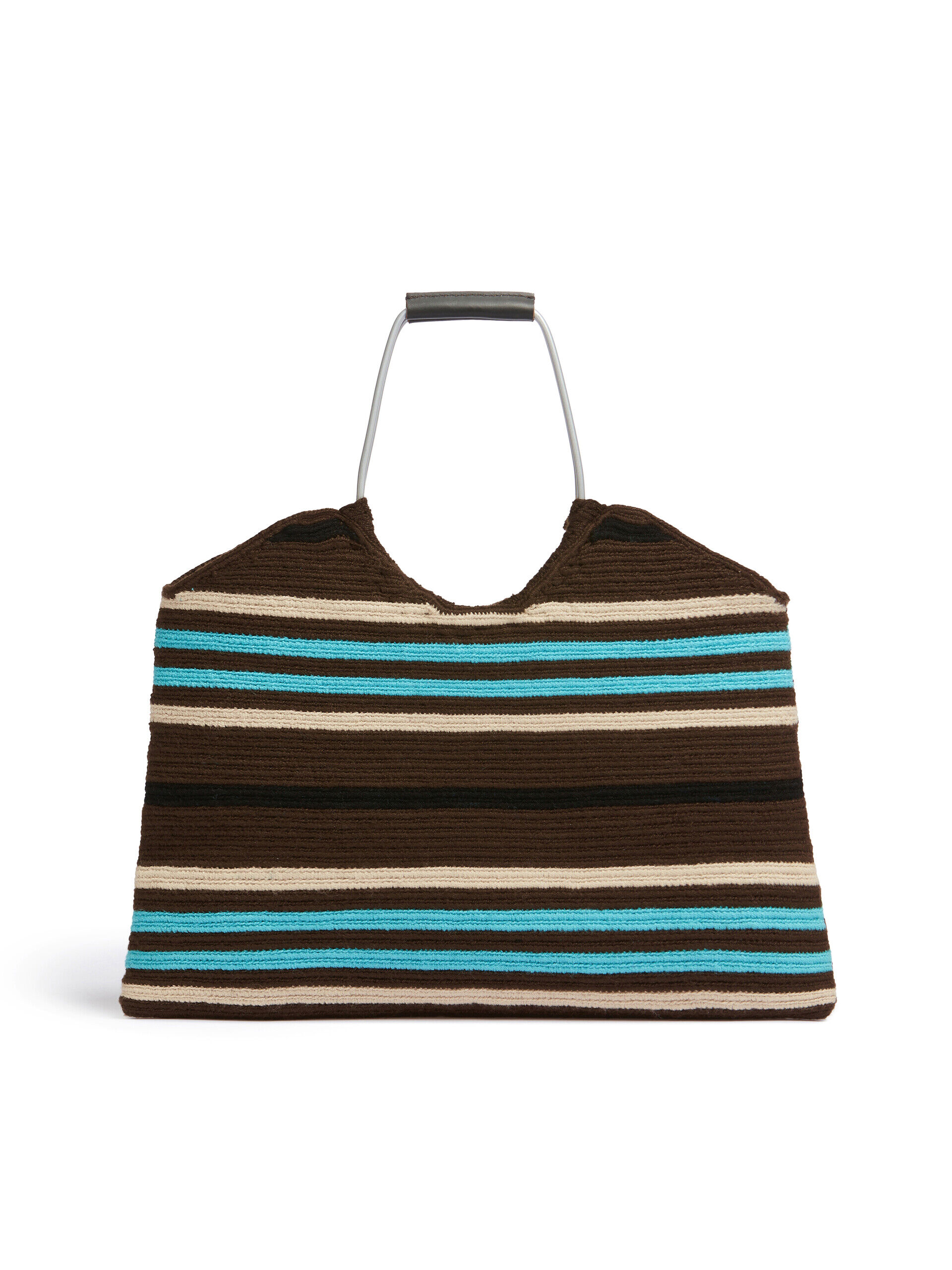 MARNI MARKET◆Riviera バッグ◆リヴィエラバッグ◆ストライプ ダークブラウン ブルー MARNI MARKET Riviera ラージバッグ