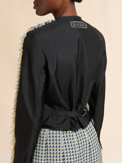 Blue cotton tweed-effect baby jacket - Jackets