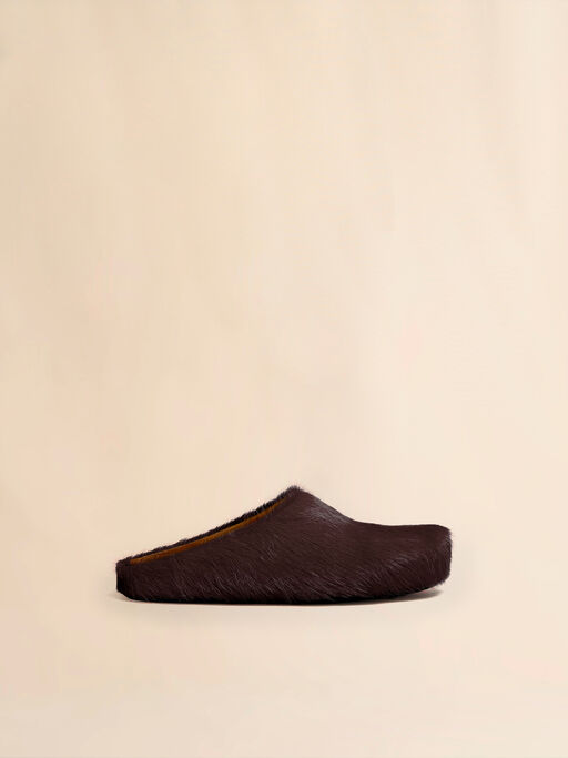 Brown long haircalfskin Fussbett sabot - Clogs