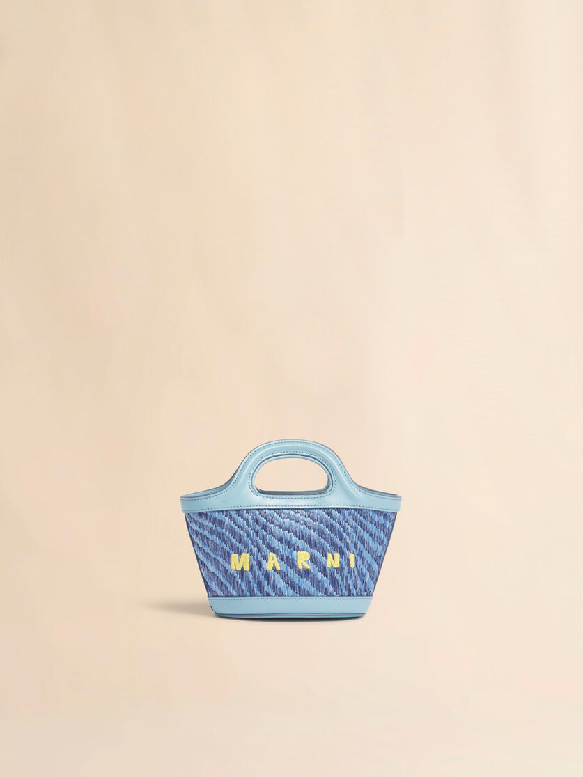 Blue wavy raffia-effect Tropicalia micro bag, Image 1