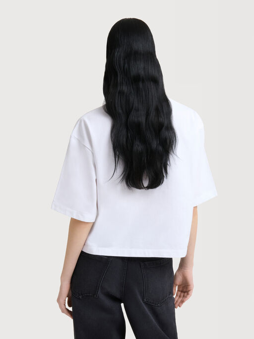 ホワイト ジャージー パッチロゴ Tシャツ - Tシャツ