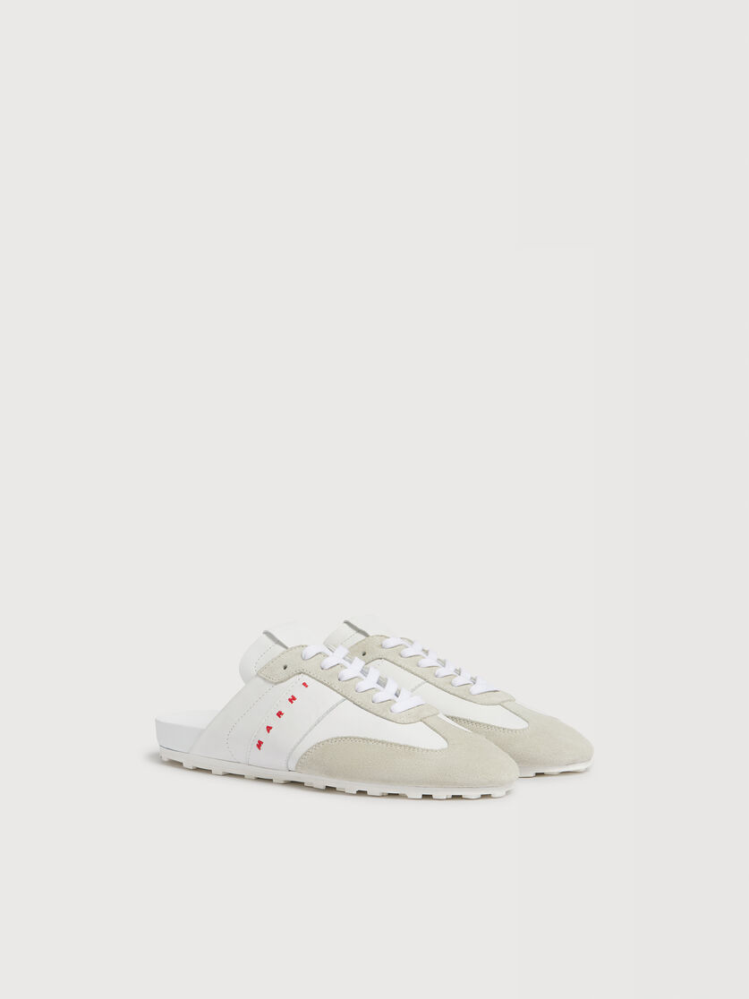 White nappa leather and suede Softy Soccer slip-on sneaker, Image 2