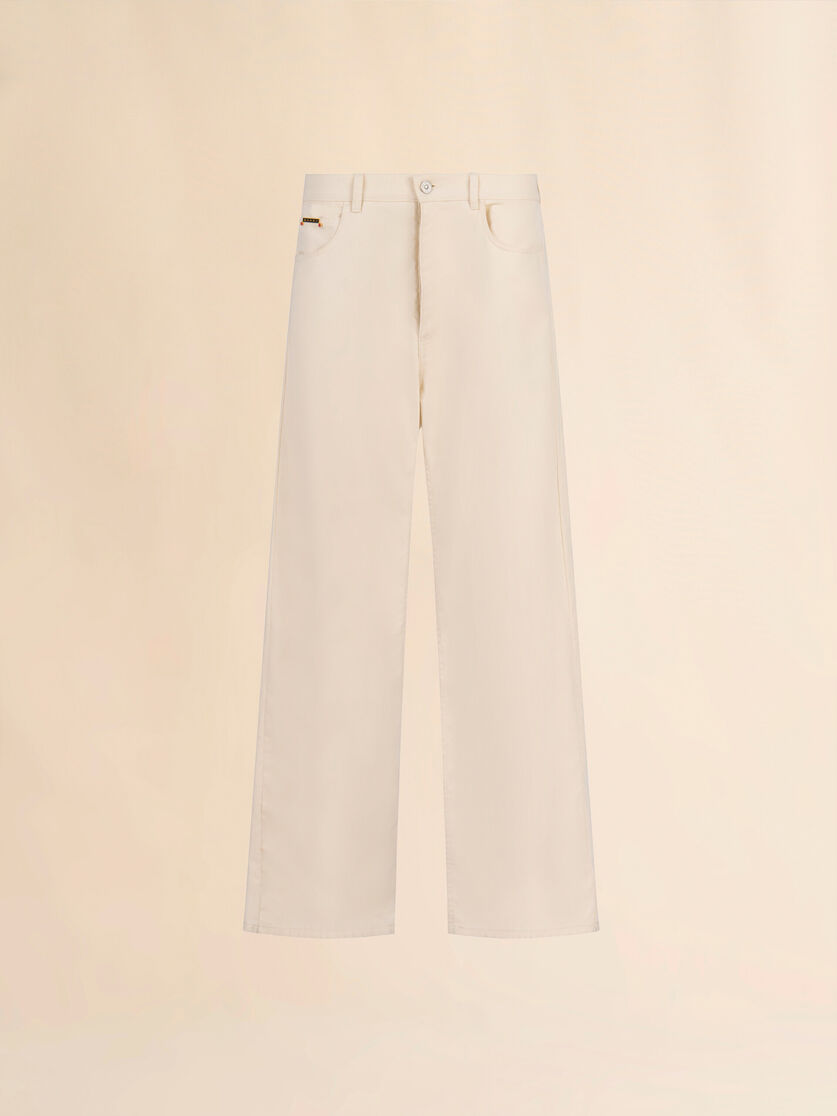 Cream denim wide-leg jeans with Trunkaroo plaque - Pants - Image 1