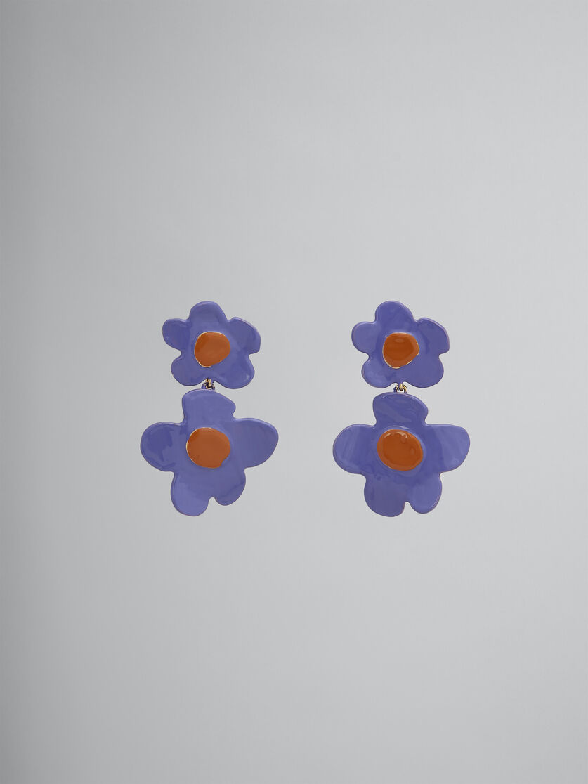 Earrings with two purple flowers - Earrings - Image 1