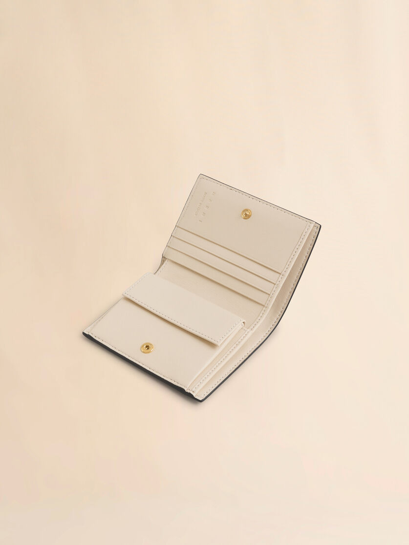 Striped light blue leather bi-fold wallet with Marni Symbol - Wallets - Image 4