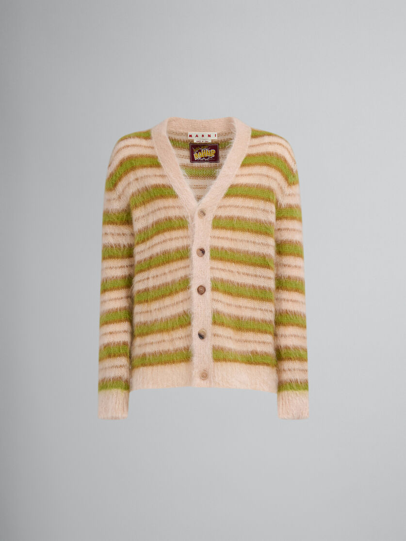 Cardigan marrone in mohair a righe - Pullover - Image 1