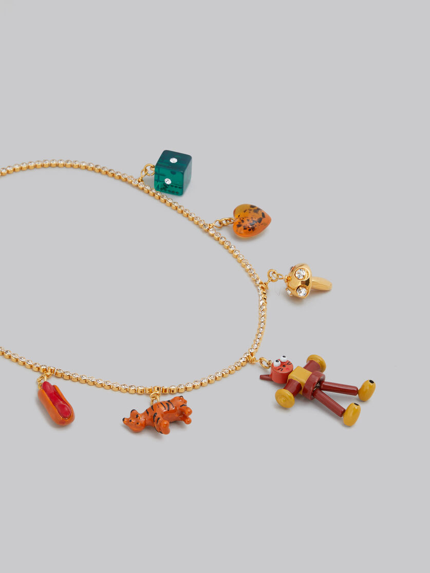 Rhinestone chain necklace with novelty charms Marni