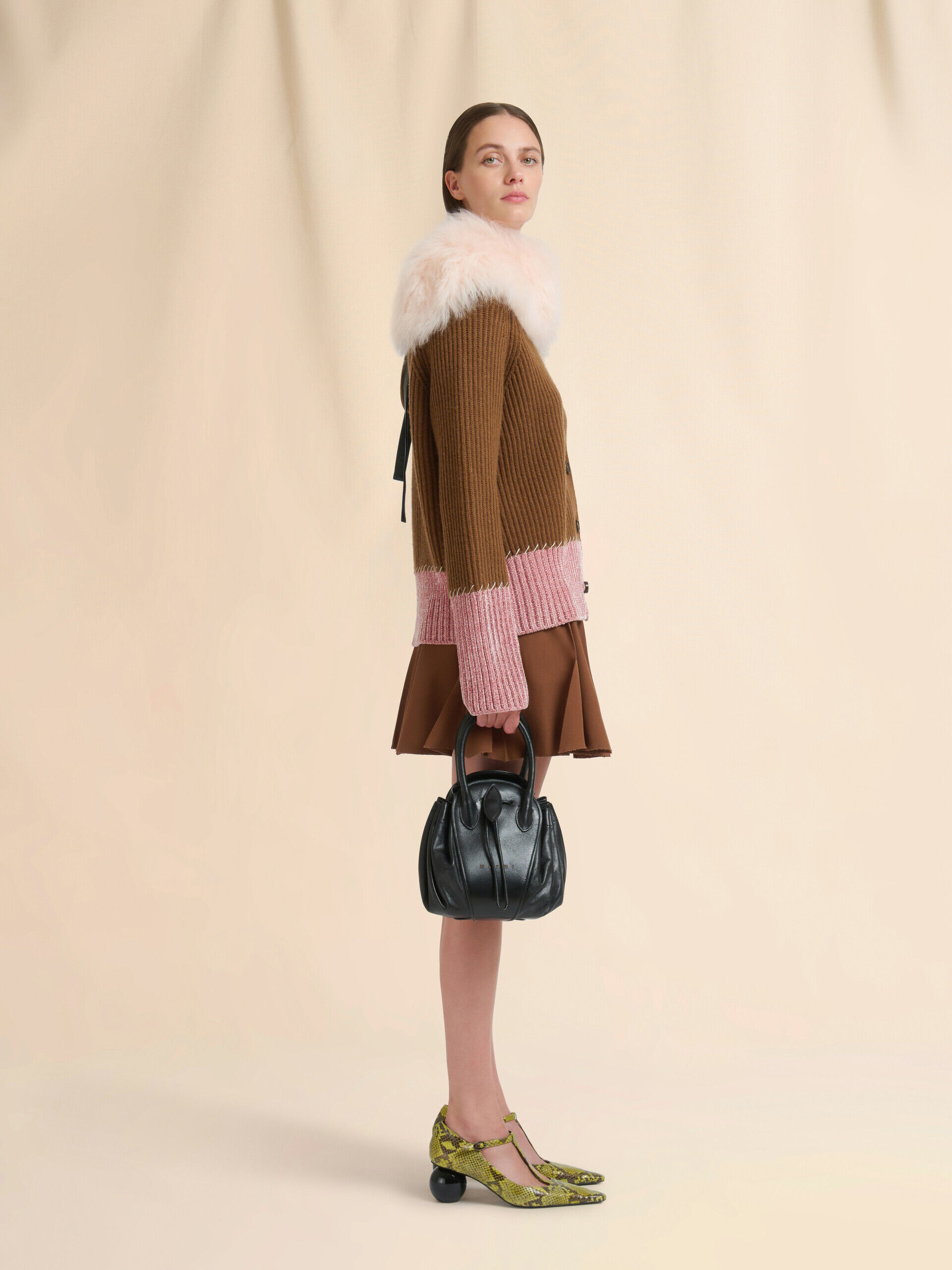 Black leather Tulipea small handbag | Marni