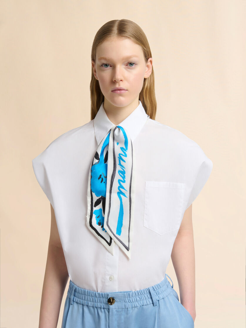 Blue floral print silk bandeau scarf, Image 2