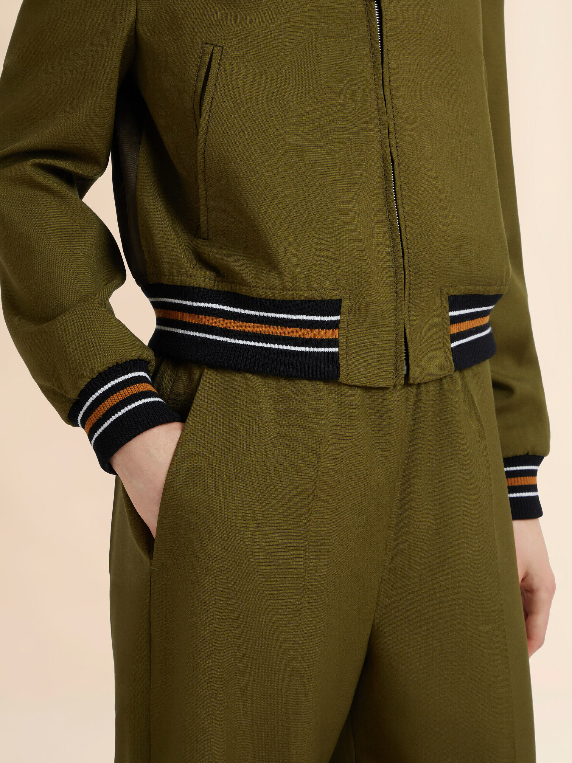 美品 MARNI マルニ 3WAY ジャケット コート イタリア製　40 カーキ Green tropical wool bomber jacket | Marni