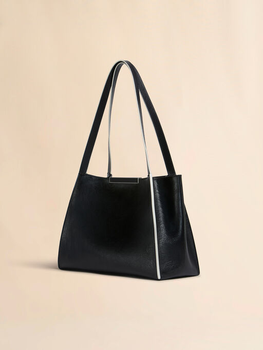 Black leather Cresta E/W small tote bag - Shopping Bags