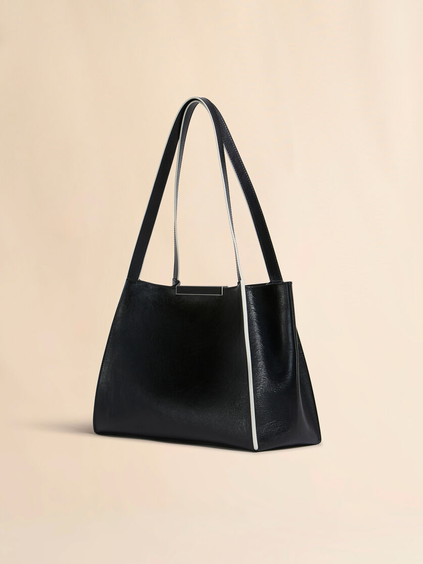 Black leather Cresta E/W small tote bag - Shopping Bags - Image 3