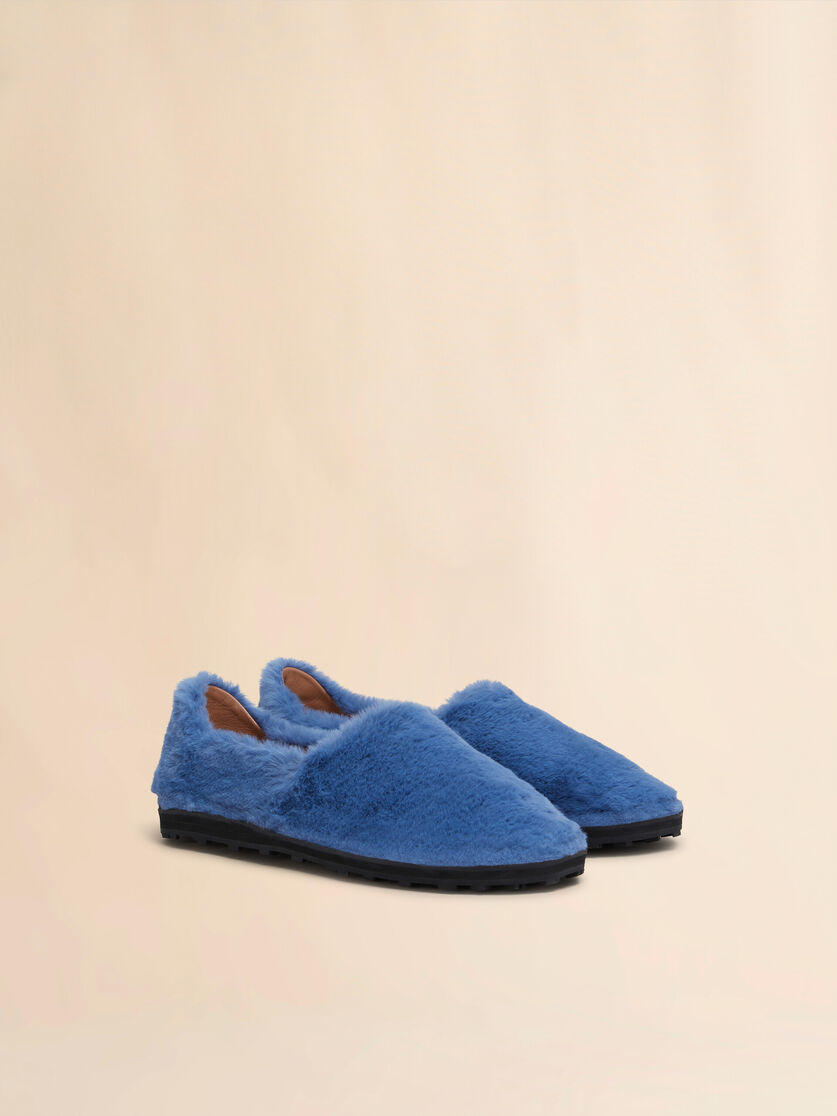 Blue slip-on loafer in faux fur - Lace-ups - Image 2