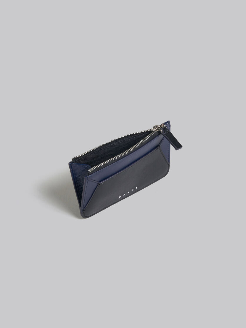 ネイビーブルーとブラック レザー製カードケース - 財布 - Image 2