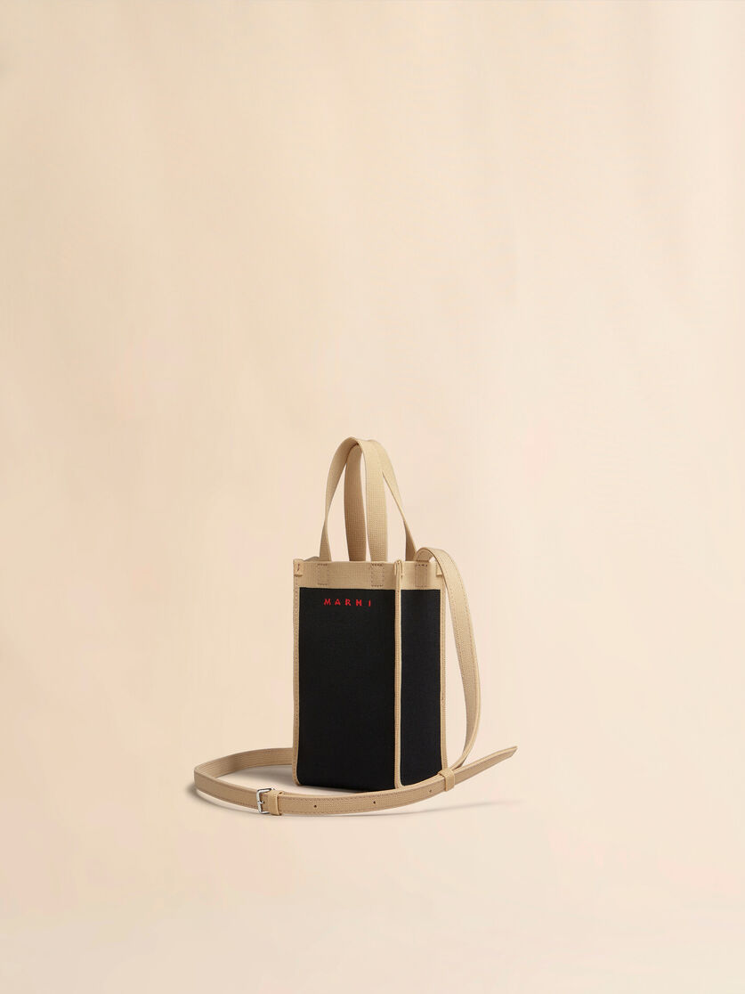 Black and beige Jacquard Mini Shoulder Bag - Shoulder Bags - Image 2