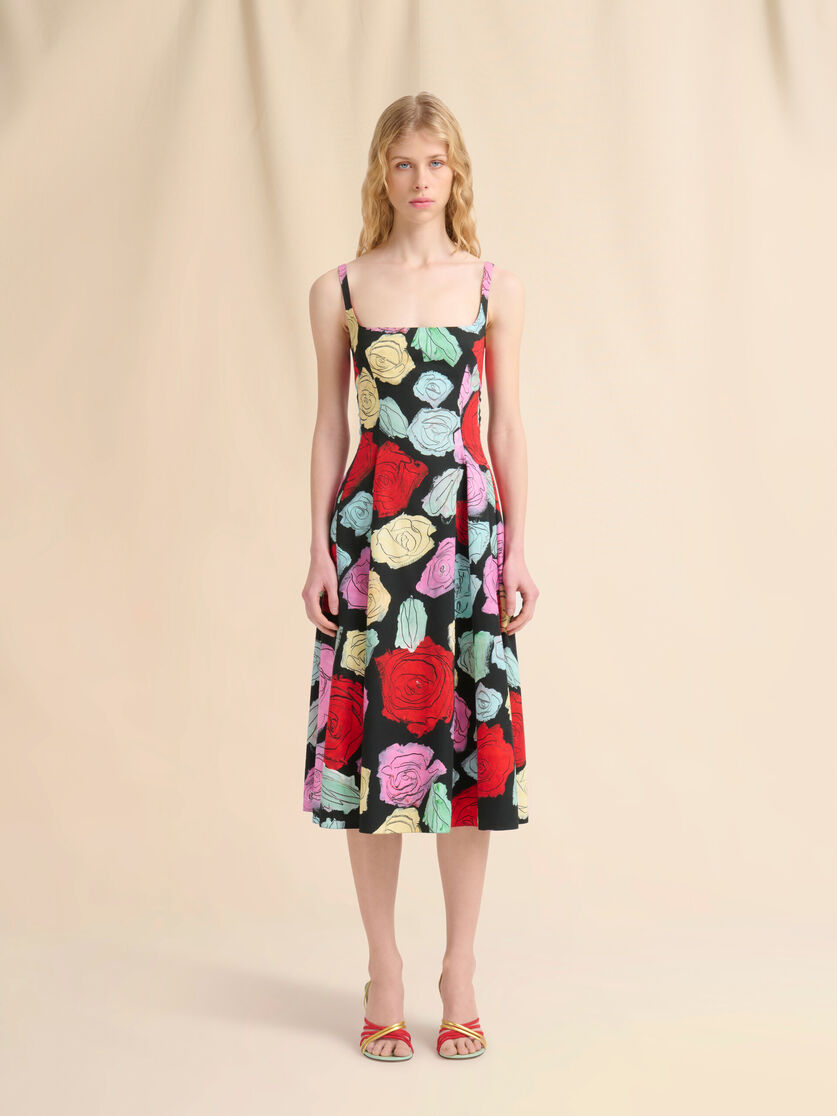Black poplin balloon dress with Orion print - Dresses - Image 2