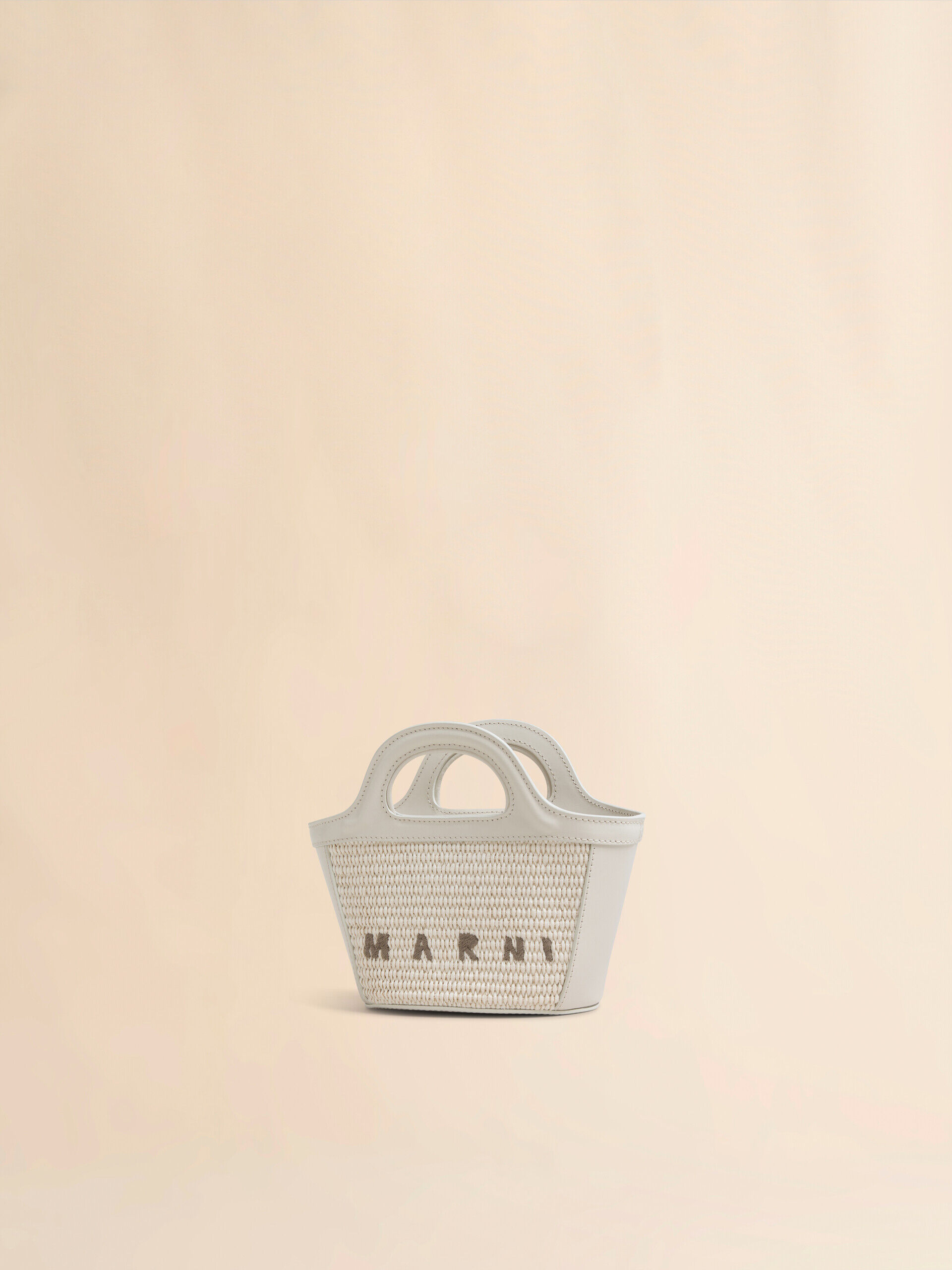 Tropicalia Micro Bag in ivory leather and raffia-effect