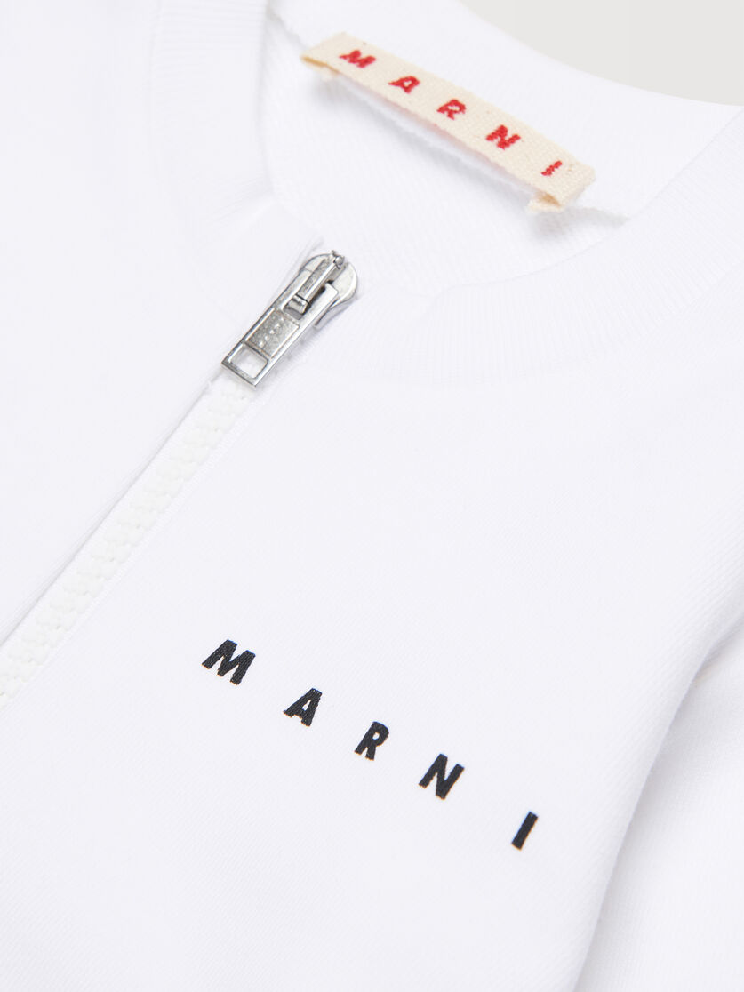 White cotton zipper sweatshirt with Marni print, Image 4