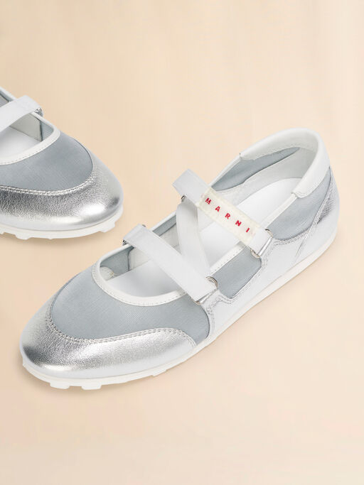 Soccer Retro silver leather ballerina trainers - Sneakers