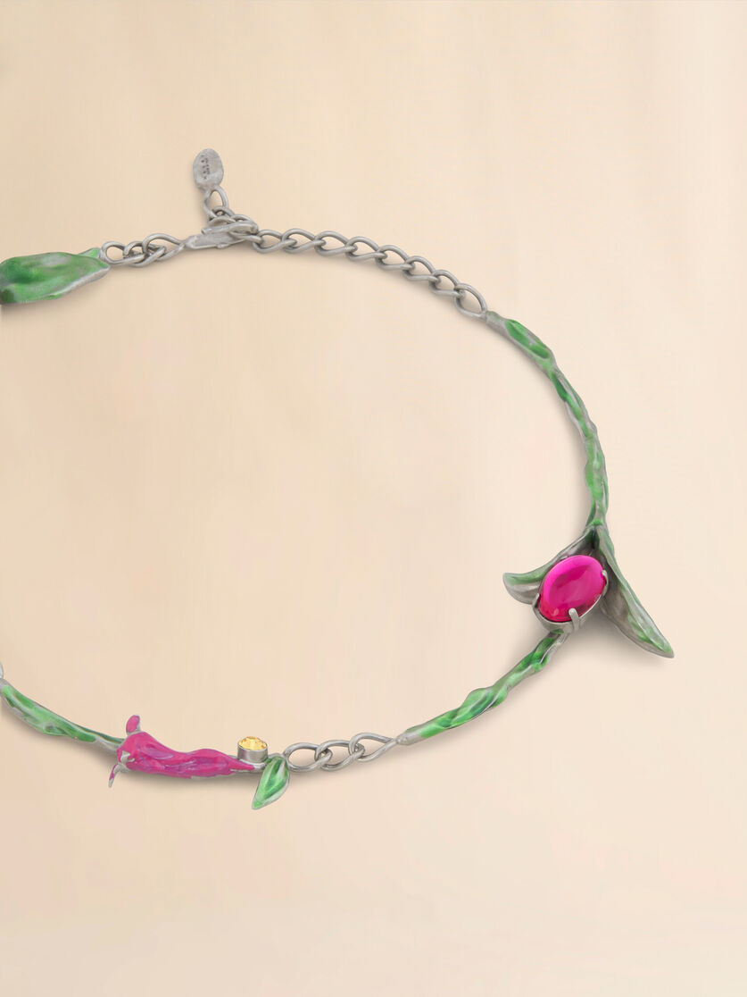 Enameled metal and rhinestones Flower Pop necklace - Necklaces - Image 2