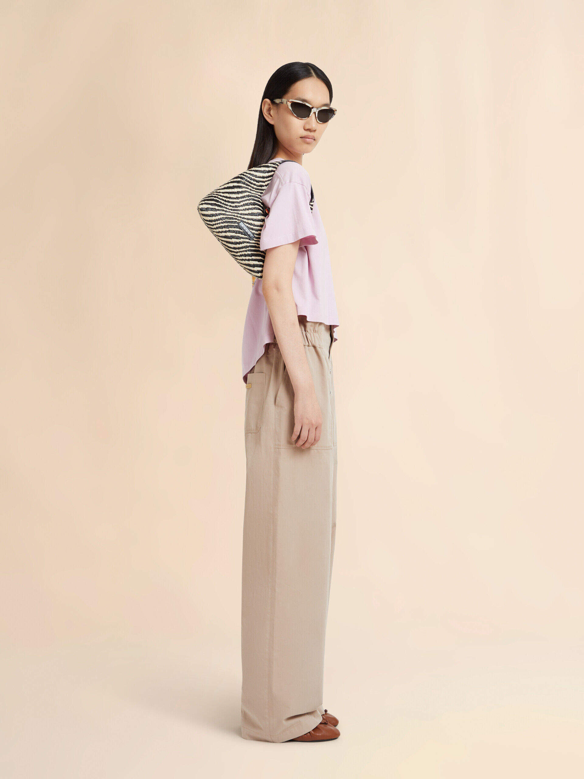 ピンク コットン製Tシャツ Marni Beachrポストカードプリント | Marni