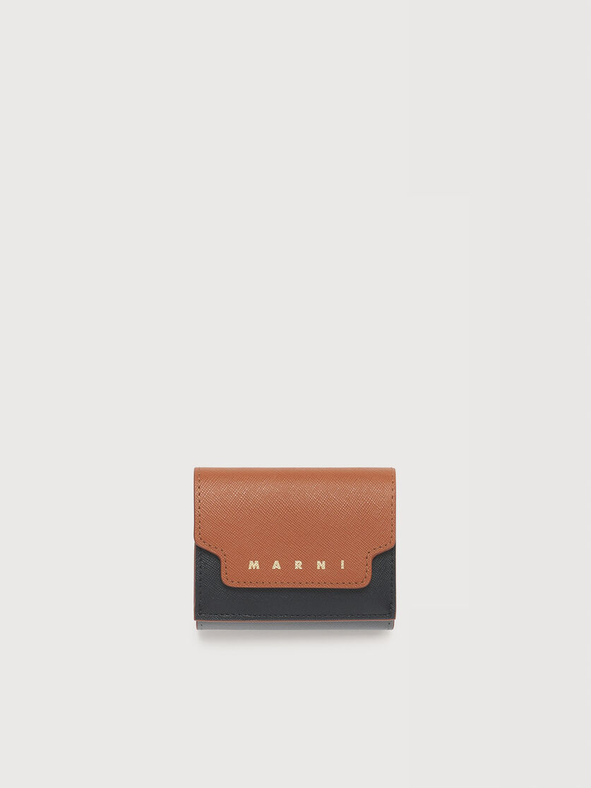 ピンク、グレー＆グリーン レザー Trunk三つ折りウォレット, Image 1