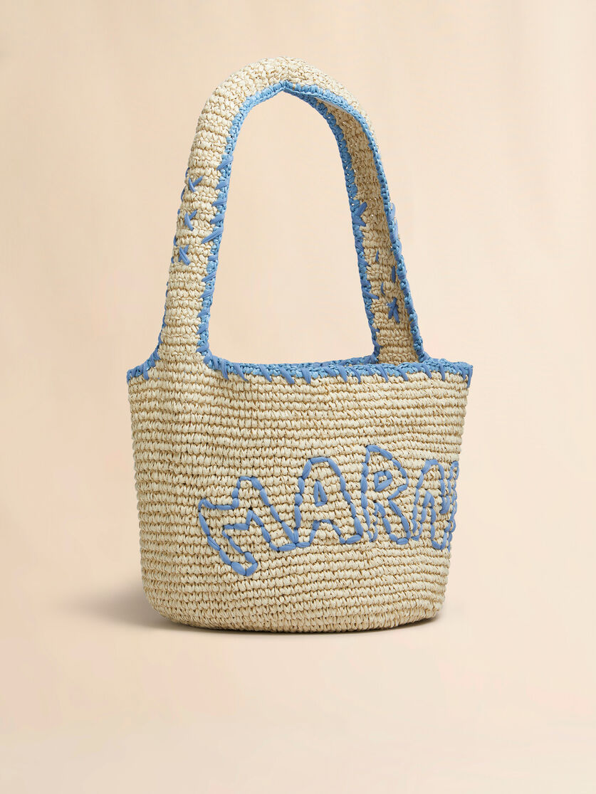 Natural raffia and blue Nassa medium hobo bag - Shoulder Bags - Image 6
