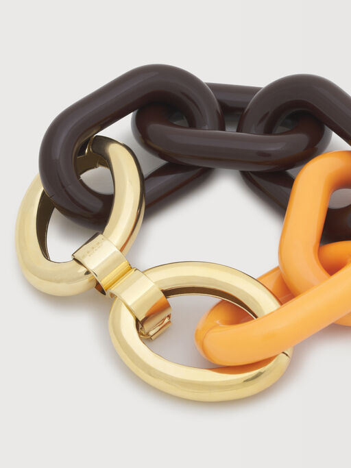 Orange and brown resin chain bracelet - Bracelets