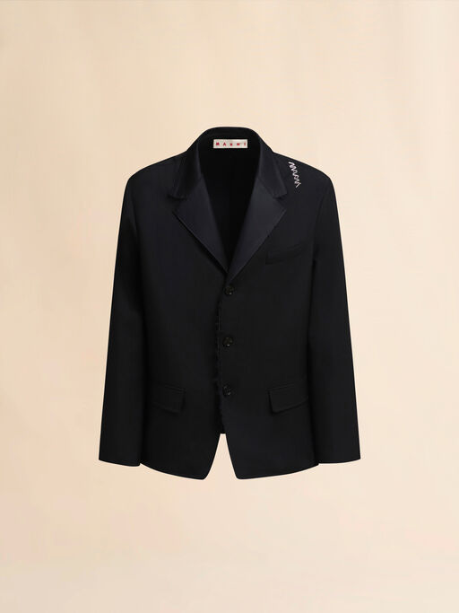 Black single breasted wool jacket with Baguette logo - Jackets