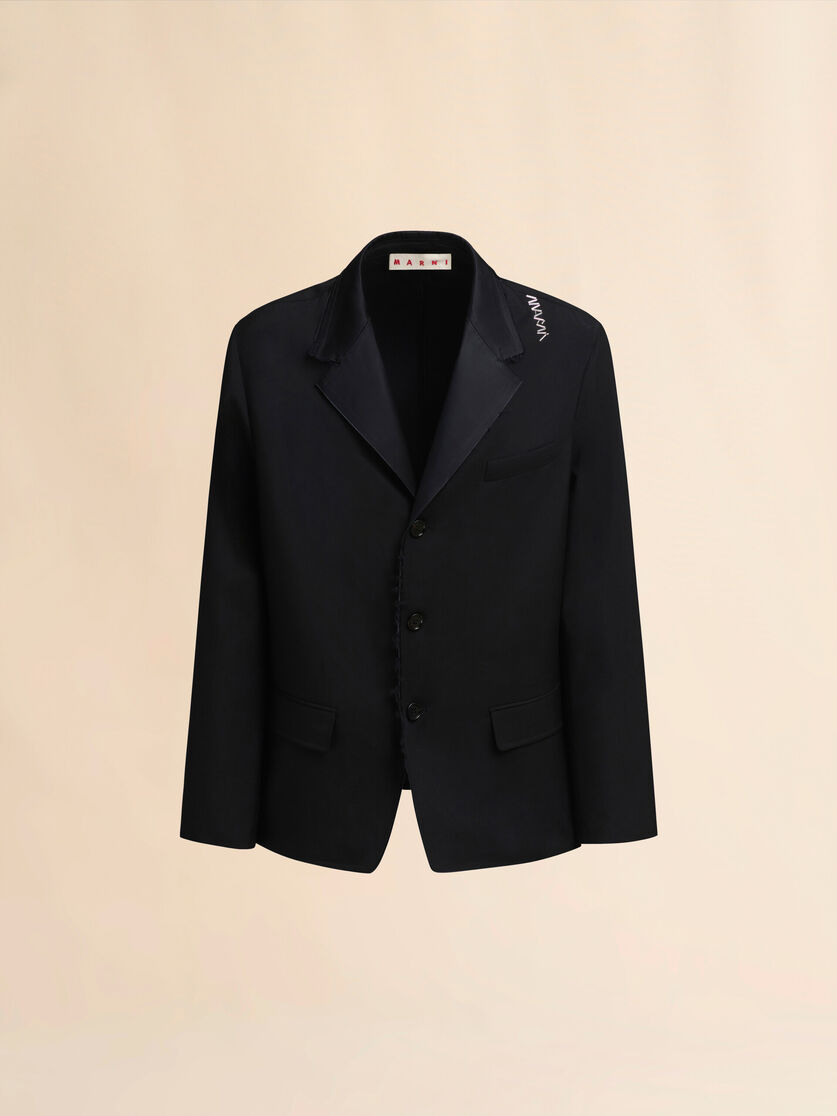Black single breasted wool jacket with Baguette logo - Jackets - Image 1