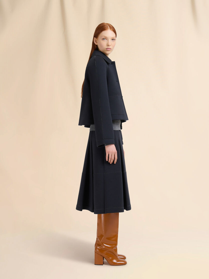 Grey wool cardigan with bicolor placket - Pullovers - Image 5