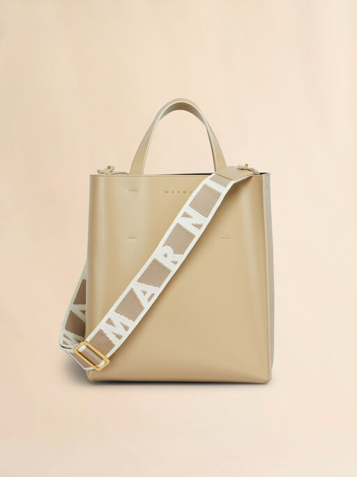 Museo Bag piccola in pelle beige - Borse shopping