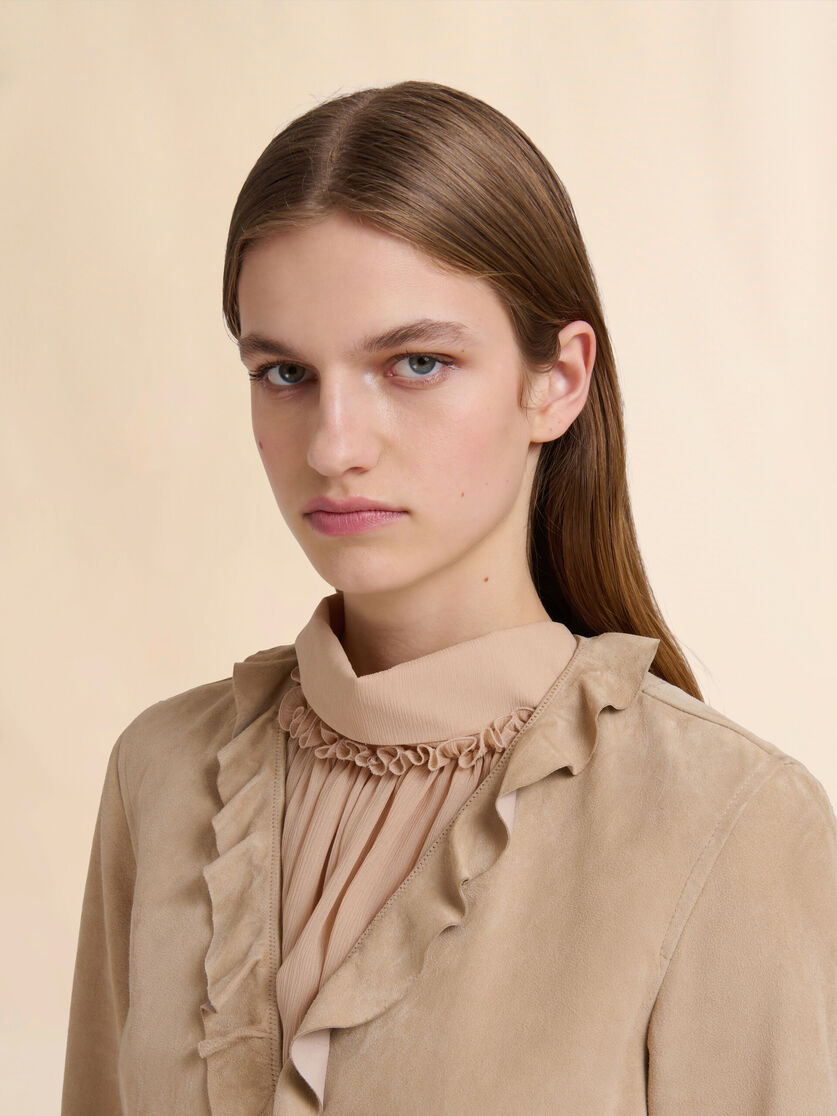 Giacca incrociata in suede marrone - Giacche - Image 4