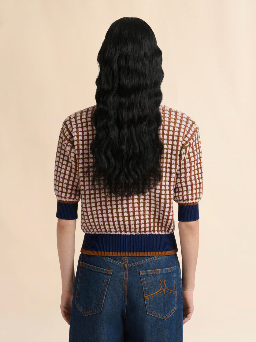 Pink and brown boucl&eacute; tweed-effect jumper, Image 4