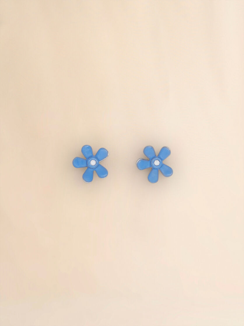 Indigo enameled metal Flower Pop earrings - Earrings - Image 1