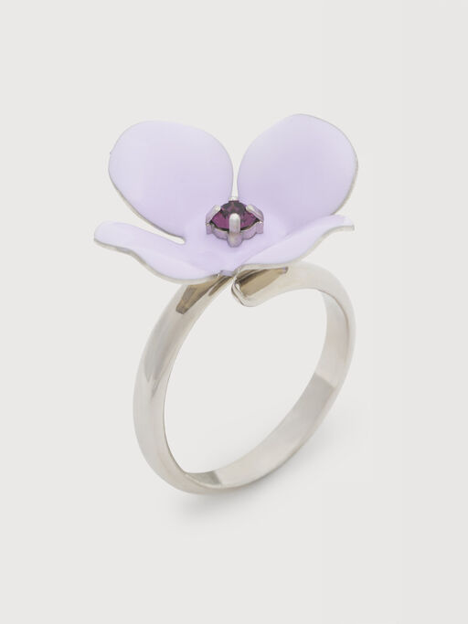 Purple enamel daisy ring - Rings