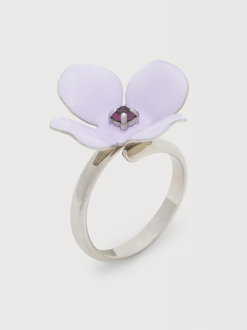 Purple enamel daisy ring, Image 4