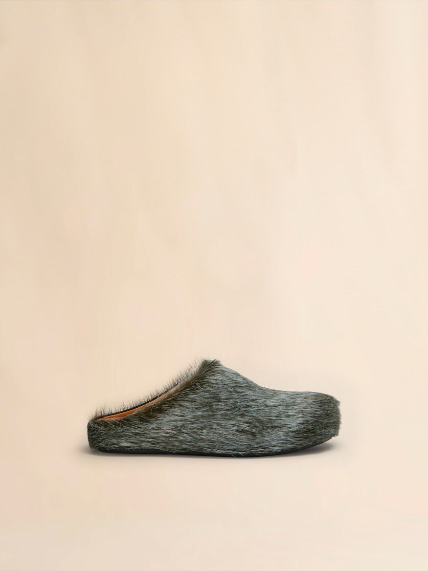 Blue-grey long hair calfskin Fussbett sabot - Clogs - Image 1