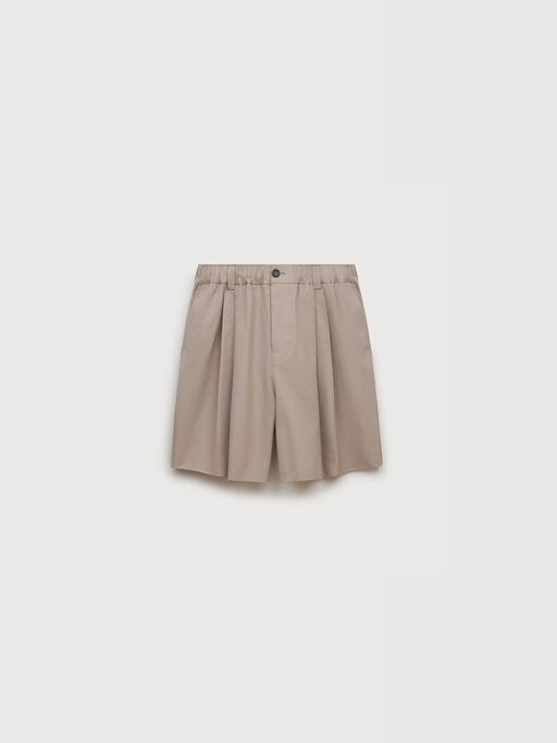 Gray canvas shorts with pleats - Pants