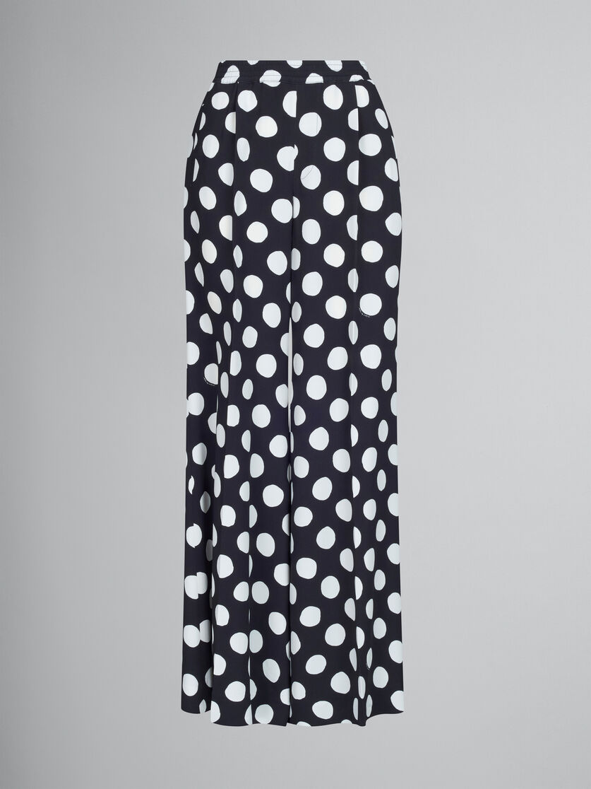 Black elasticated palazzo trousers with polka dots - Pants - Image 1