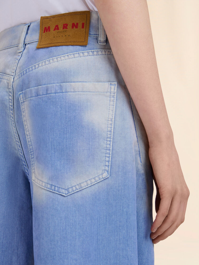 Blue flocked denim twisted jeans - Pants - Image 4