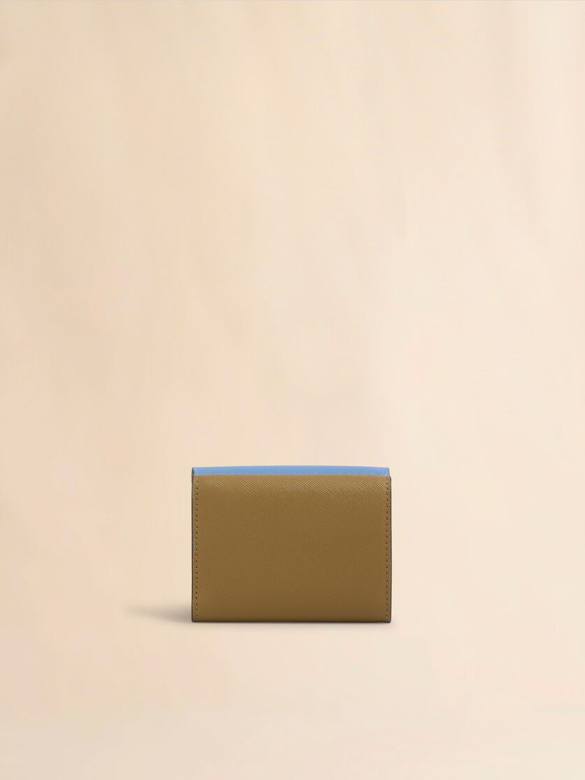 Trifold wallet in blue, cream and brown saffiano leather - Wallets - Image 3
