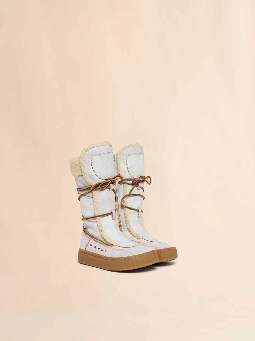 White sheepskin winter boot - Sneakers - Image 2