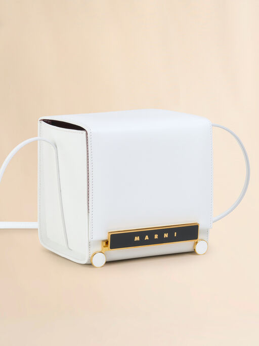 VHS-Tasche im Miniwürfel-Format aus weißem Leder - Schultertaschen