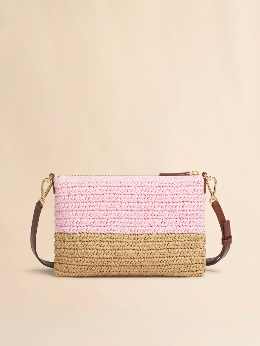 Pink and brown paper raffia Seaside pouch, Image 3