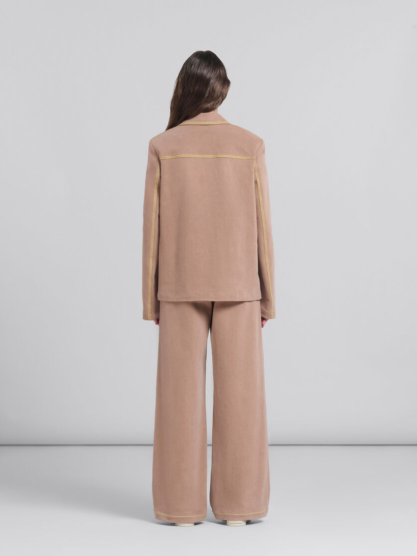 Brown organic denim blazer with contrast stitching | Marni
