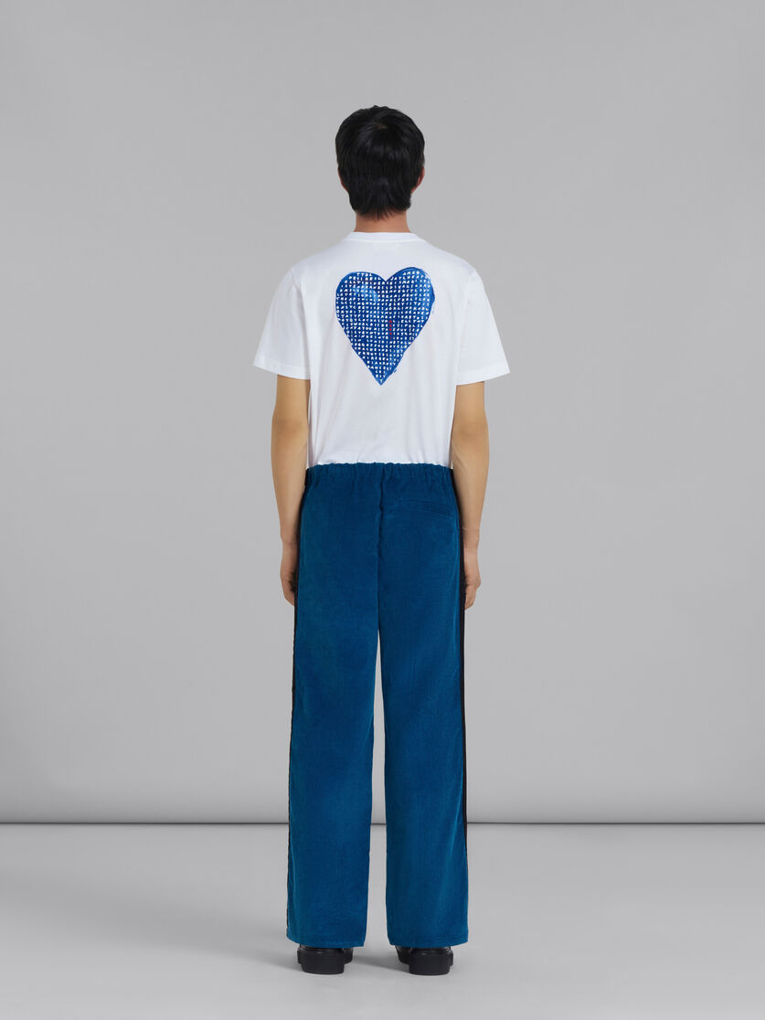 Blue corduroy track pants with side bands - Pants - Image 3